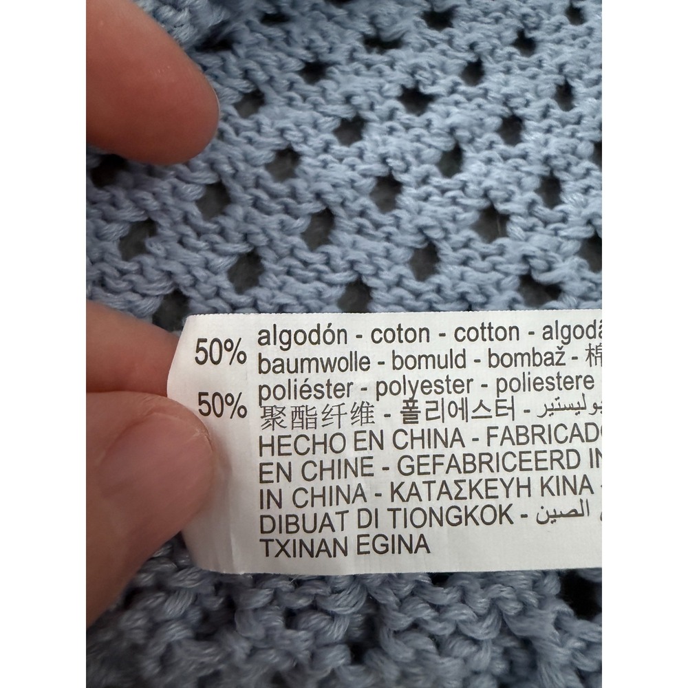 ZARA Sweater Girls 9/10 Blue Open Knit Crochet Cropped Coastal Soft Girl Boho - Picture 8 of 10